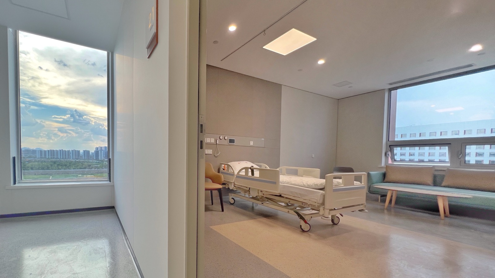 A ward suite with sunset city views